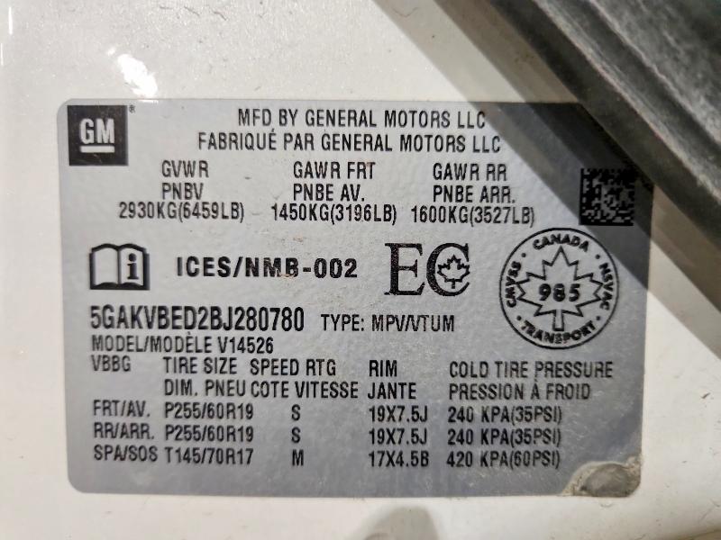 Продажа на аукционе авто 2011 Buick Enclave, vin: 5GAKVBED2BJ280780, номер лота: 97783315