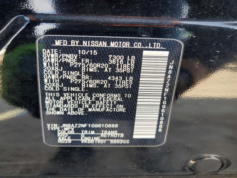 Aukcja sprzedaży 2016 Infiniti Qx80, vin: JN8AZ2NF1G9610888, numer aukcji: 75146125