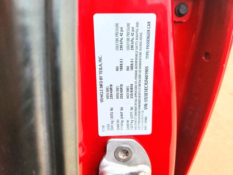Aukcja sprzedaży 2020 Tesla Model 3, vin: 5YJ3E1EC7LF601905, numer aukcji: 75208685
