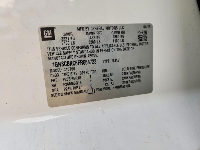 Aukcja sprzedaży 2015 Chevrolet Tahoe C150, vin: 1GNSCBKC6FR664723, numer aukcji: 75397515