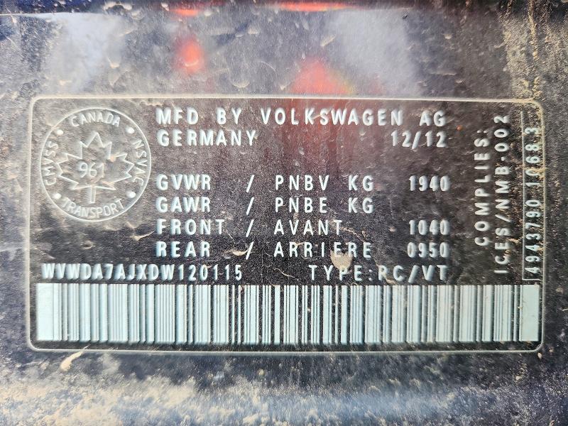 Aukcja sprzedaży 2013 Volkswagen Golf, vin: WVWDA7AJXDW120115, numer aukcji: 98465505