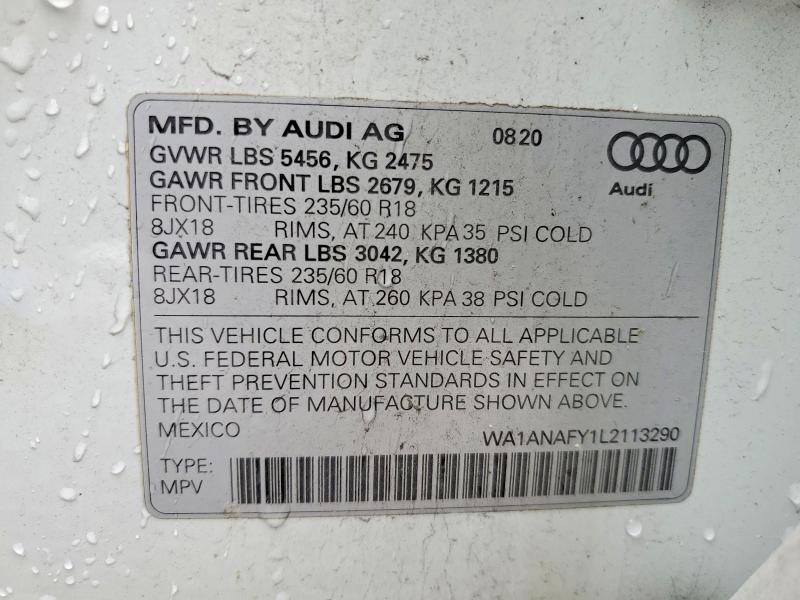 Продажа на аукционе авто 2020 Audi Q5, vin: WA1ANAFY1L2113290, номер лота: 74371895