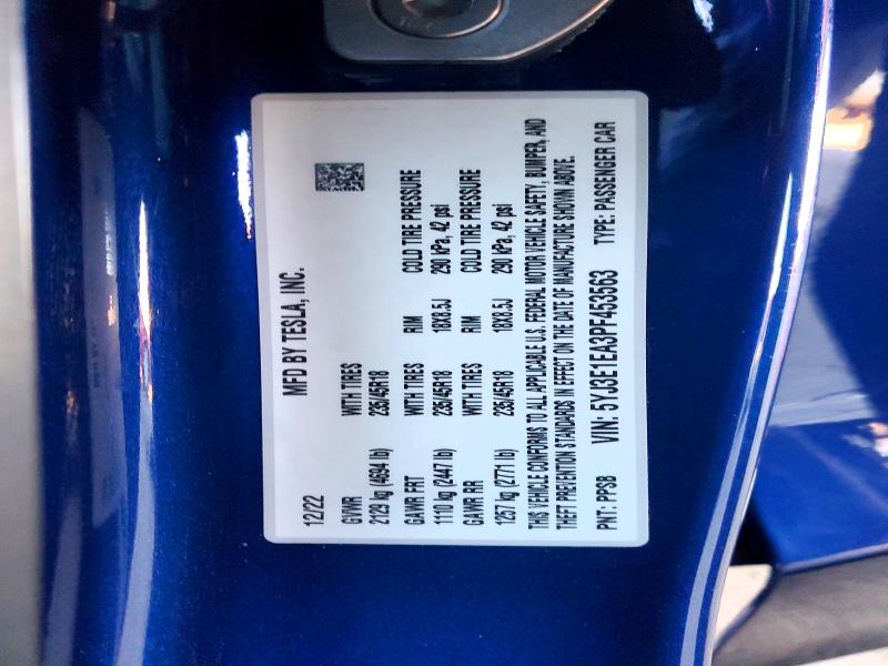 99235825 :رقم المزاد ، 5YJ3E1EA3PF453563 vin ، 2023 Tesla Model 3 مزاد بيع