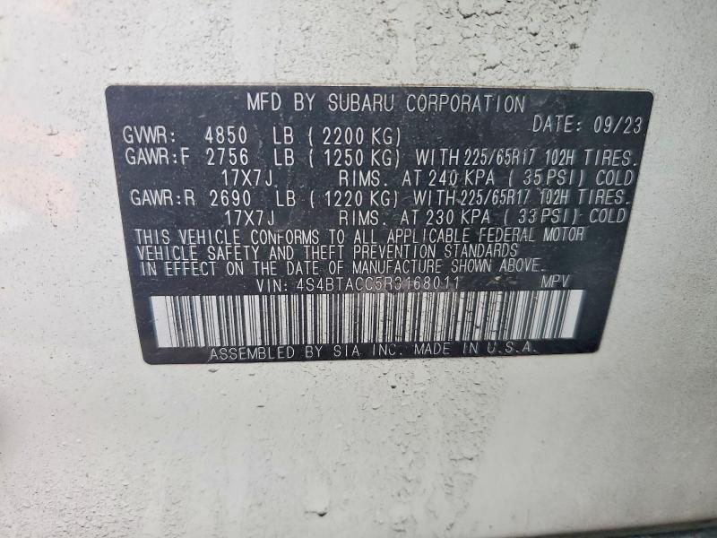 Продажа на аукционе авто 2024 Subaru Outback, vin: 4S4BTACC5R3168011, номер лота: 99081955
