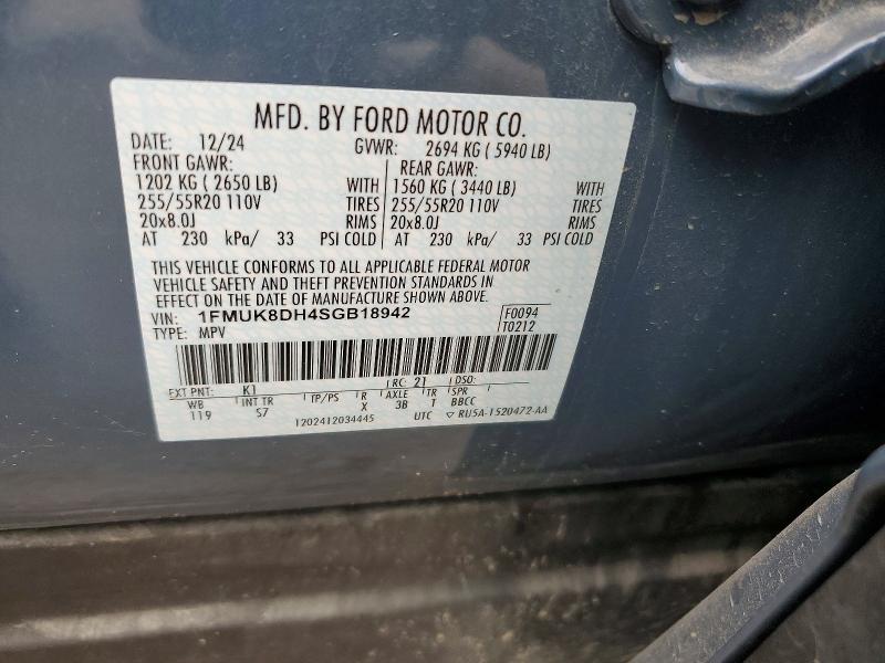 2025 Ford Explorer მანქანა იყიდება აუქციონზე, vin: 1FMUK8DH4SGB18942, აუქციონის ნომერი: 73082765