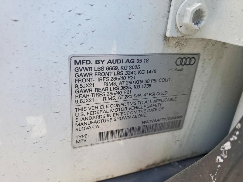 Aukcja sprzedaży 2018 Audi Q7, vin: WA1VAAF77JD046409, numer aukcji: 74236515