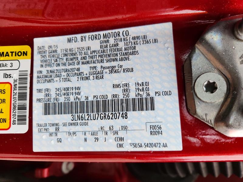Aukcja sprzedaży 2016 Lincoln Mkz Hybrid, vin: 3LN6L2LU7GR620748, numer aukcji: 72337785