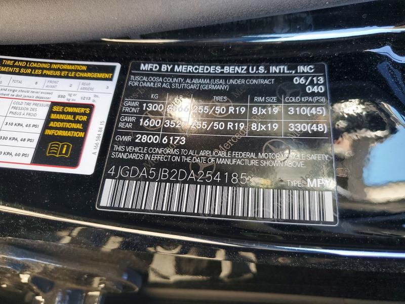 Продажа на аукционе авто 2013 Mercedes-benz Ml, vin: 4JGDA5JB2DA254185, номер лота: 73743355
