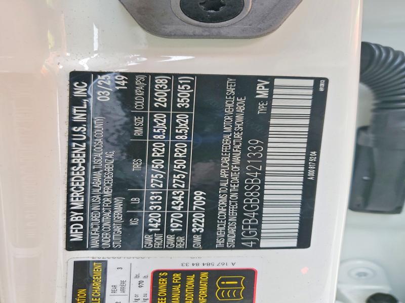 2025 Mercedes-benz Gle მანქანა იყიდება აუქციონზე, vin: 4JGFB4GB8SB421339, აუქციონის ნომერი: 74605295