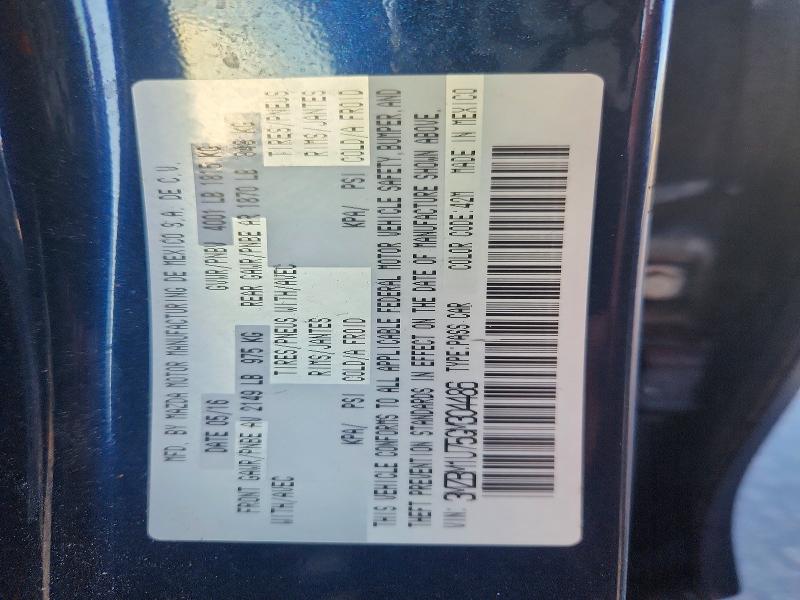 97557165 :رقم المزاد ، 3MZBM1U75GM304486 vin ، 2016 Mazda 3 مزاد بيع