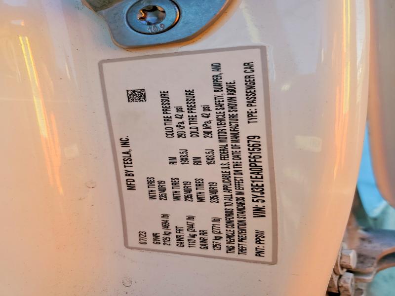 Aukcja sprzedaży 2023 Tesla Model 3, vin: 5YJ3E1EA0PF615679, numer aukcji: 99793605