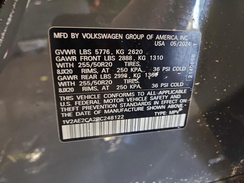 Aukcja sprzedaży 2024 Volkswagen Atlas Cross Sport, vin: 1V2AE2CA2RC248122, numer aukcji: 75081335