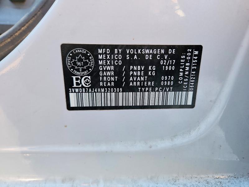 Aukcja sprzedaży 2017 Volkswagen Jetta, vin: 3VWDB7AJ4HM320309, numer aukcji: 73443715