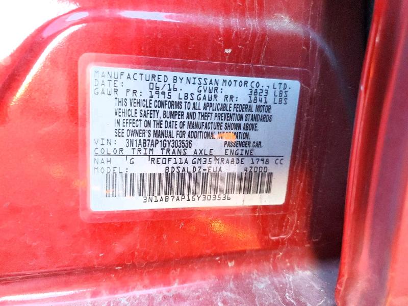 Продаж на аукціоні авто 2016 Nissan Sentra, vin: 3N1AB7AP1GY303536, номер лоту: 73668815