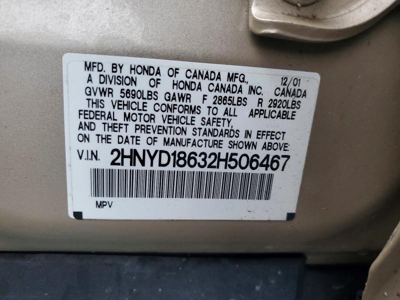 Aukcja sprzedaży 2002 Acura Mdx, vin: 2HNYD18632H506467, numer aukcji: 73671045