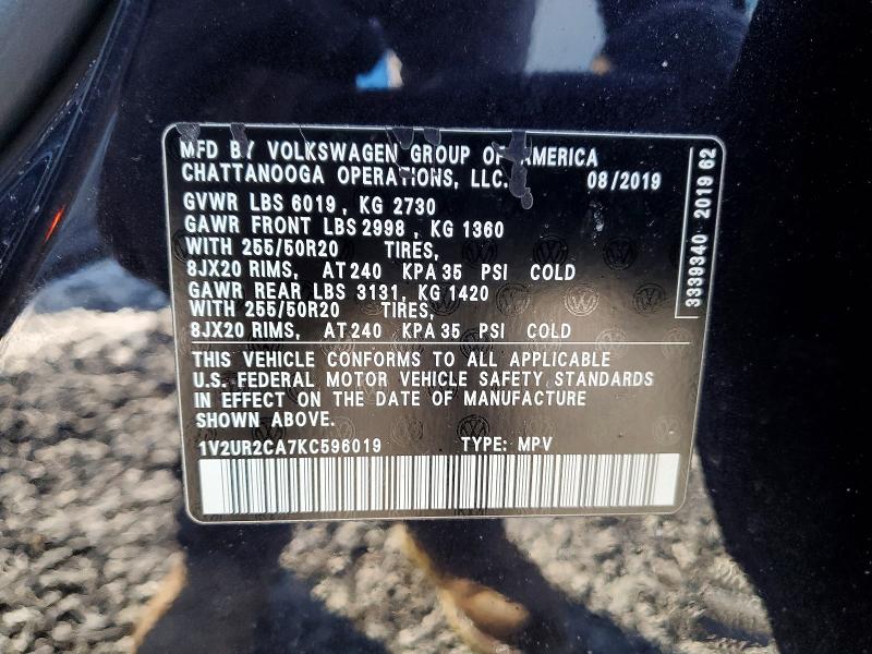Продаж на аукціоні авто 2019 Volkswagen Atlas, vin: 1V2UR2CA7KC596019, номер лоту: 74025415