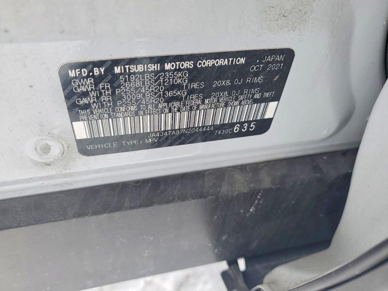 Продаж на аукціоні авто 2022 Mitsubishi Outlander, vin: JA4J4TA87NZ044444, номер лоту: 74430575