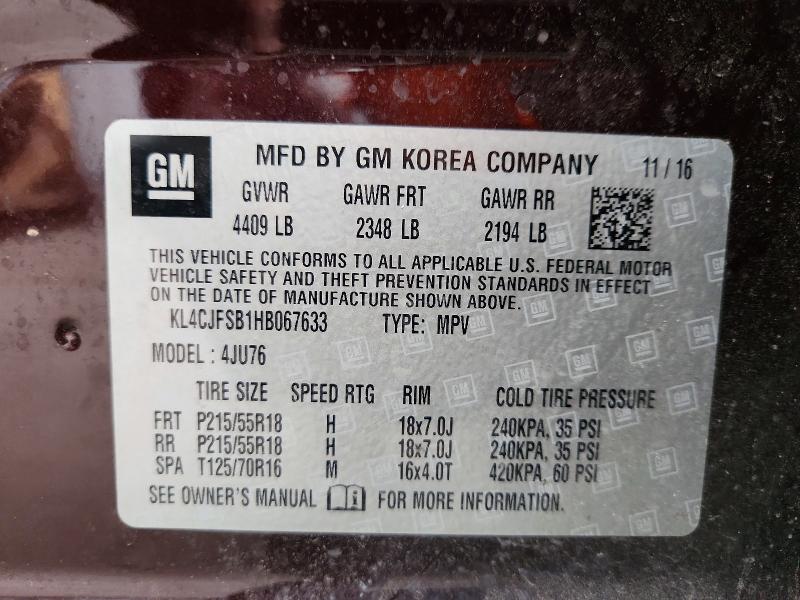 Продажа на аукционе авто 2017 Buick Encore, vin: KL4CJFSB1HB067633, номер лота: 73690485