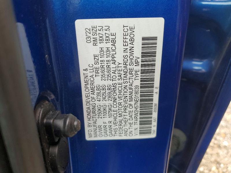 73517575 :رقم المزاد ، 7FARW2H57NE018039 vin ، 2022 Honda Cr-v مزاد بيع