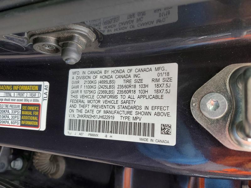 99033335 :رقم المزاد ، 2HKRW2H51JH622919 vin ، 2018 Honda Cr-v مزاد بيع