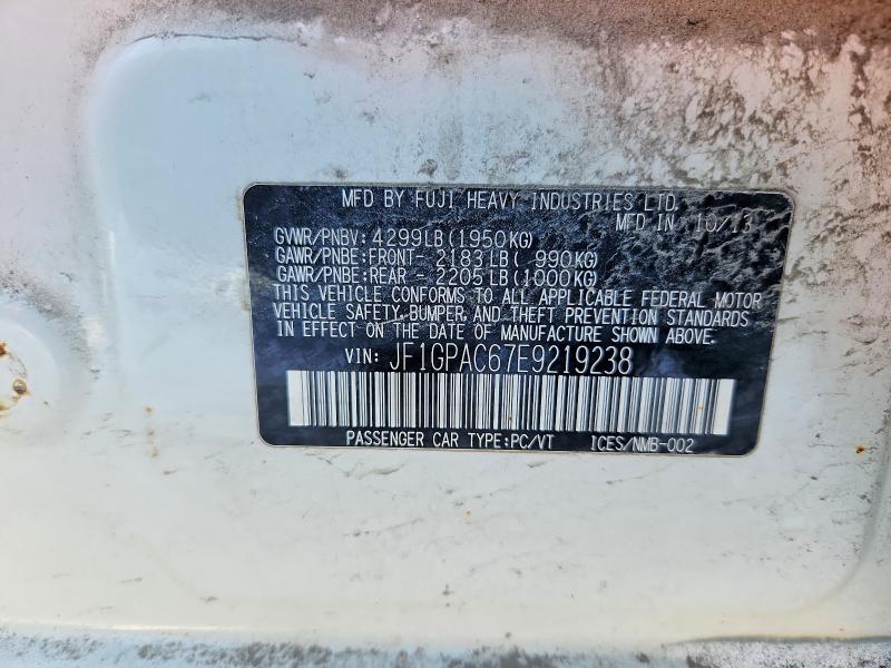 Продажа на аукционе авто 2014 Subaru Impreza Pr, vin: JF1GPAC67E9219238, номер лота: 75016725