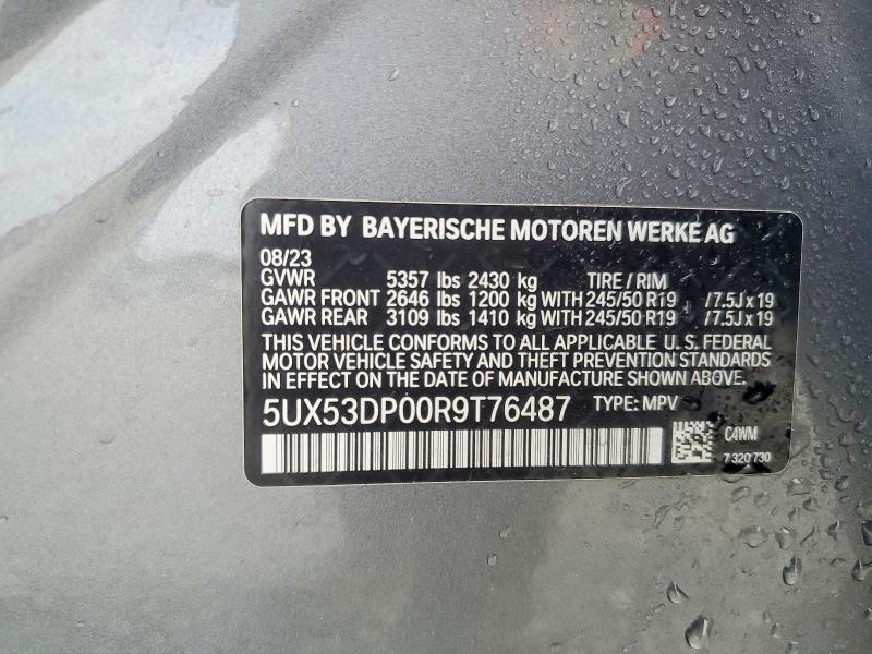 99699945 :رقم المزاد ، 5UX53DP00R9T76487 vin ، 2024 Bmw X3 مزاد بيع