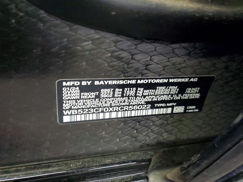 2024 Bmw Ix მანქანა იყიდება აუქციონზე, vin: WB523CF0XRCR56022, აუქციონის ნომერი: 73331675