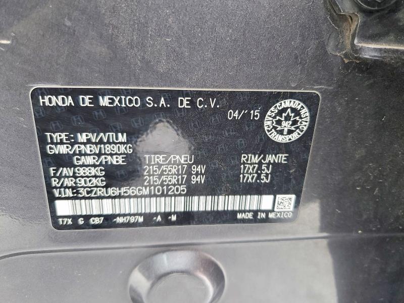 98034435 :رقم المزاد ، 3CZRU6H56GM101205 vin ، 2016 Honda Hr-v مزاد بيع
