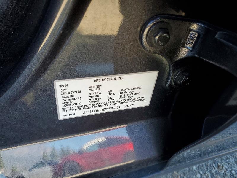 72556935 :رقم المزاد ، 7SAYGDEE9RF180459 vin ، 2024 Tesla Model Y مزاد بيع