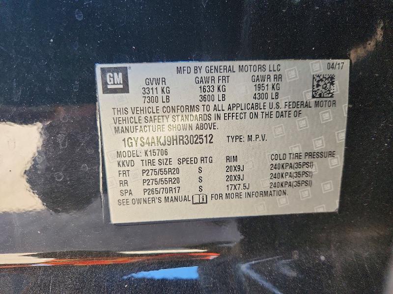 Aukcja sprzedaży 2017 Cadillac Escalade, vin: 1GYS4AKJ9HR302512, numer aukcji: 73092645