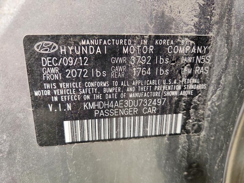 Aukcja sprzedaży 2013 Hyundai Elantra, vin: KMHDH4AE3DU732497, numer aukcji: 72931405