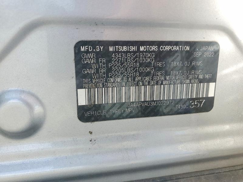 Продаж на аукціоні авто 2022 Mitsubishi Outlander Sport, vin: JA4APVAU3NU022972, номер лоту: 74063955