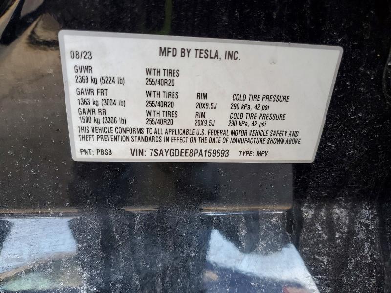 74591745 :رقم المزاد ، 7SAYGDEE8PA159693 vin ، 2023 Tesla Model Y مزاد بيع