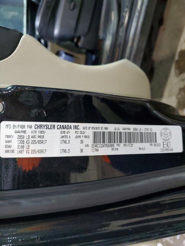 2015 Chrysler Town & Country მანქანა იყიდება აუქციონზე, vin: 2C4RC1CGXFR503899, აუქციონის ნომერი: 74554475