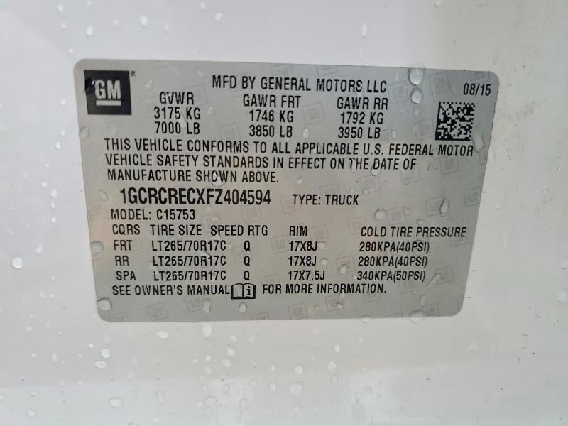Aukcja sprzedaży 2015 Chevrolet Silverado, vin: 1GCRCRECXFZ404594, numer aukcji: 53303996