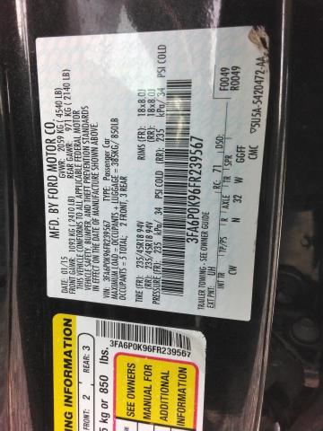 Aukcja sprzedaży 2015 Ford Fusion, vin: 3FA6P0K96FR239567, numer aukcji: 95309415