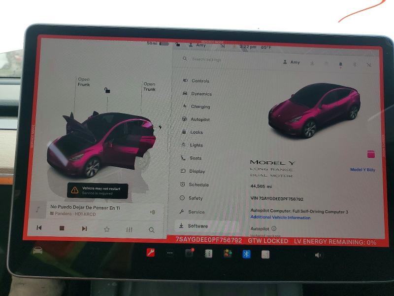 Продажа на аукционе авто 2023 Tesla Model Y, vin: 7SAYGDEE0PF756792, номер лота: 73918285