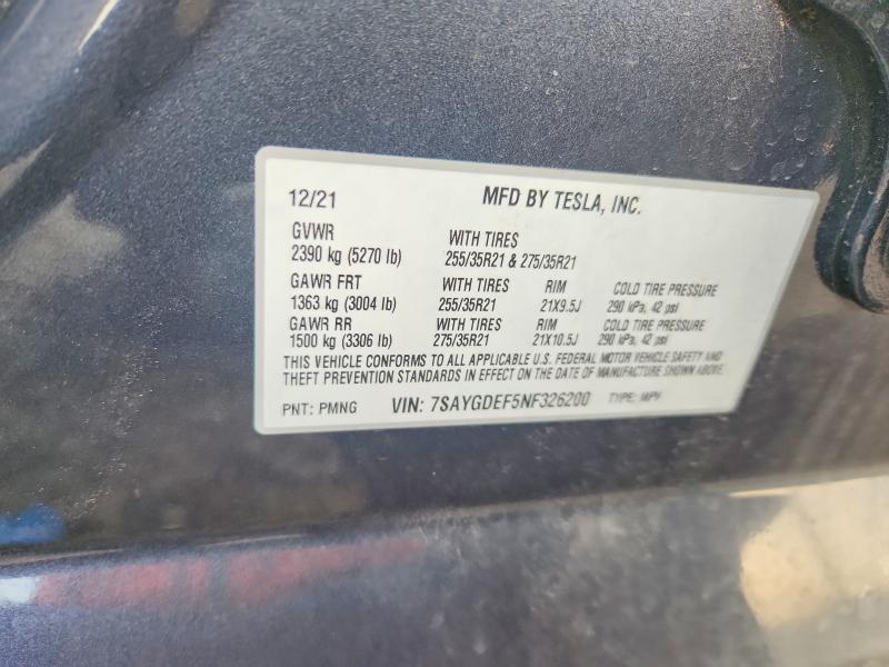 Продаж на аукціоні авто 2022 Tesla Model Y, vin: 7SAYGDEF5NF326200, номер лоту: 73595145