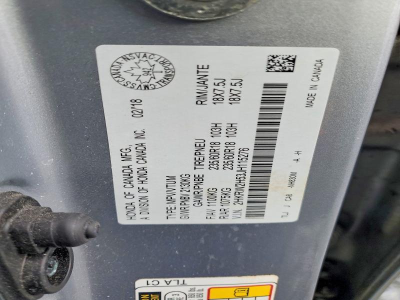 99068725 :رقم المزاد ، 2HKRW2H53JH115276 vin ، 2018 Honda Cr-v مزاد بيع