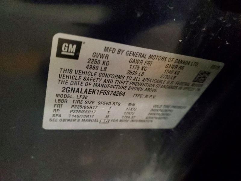 2015 Chevrolet Equinox მანქანა იყიდება აუქციონზე, vin: 2GNALAEK1F6374264, აუქციონის ნომერი: 74140885