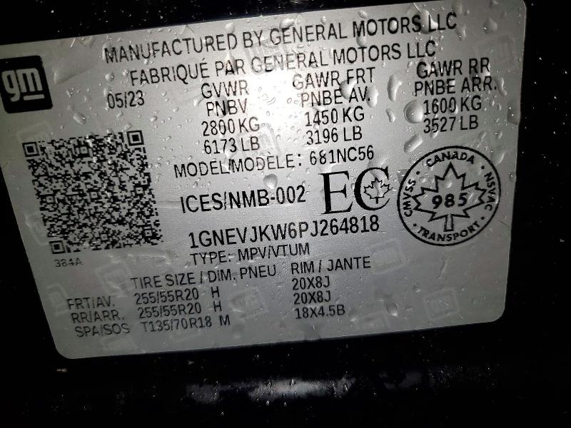 72430845 :رقم المزاد ، 1GNEVJKW6PJ264818 vin ، 2023 Chevrolet Traverse مزاد بيع