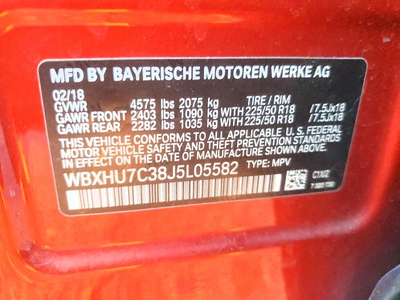 73940535 :رقم المزاد ، WBXHU7C38J5L05582 vin ، 2018 Bmw X1 مزاد بيع