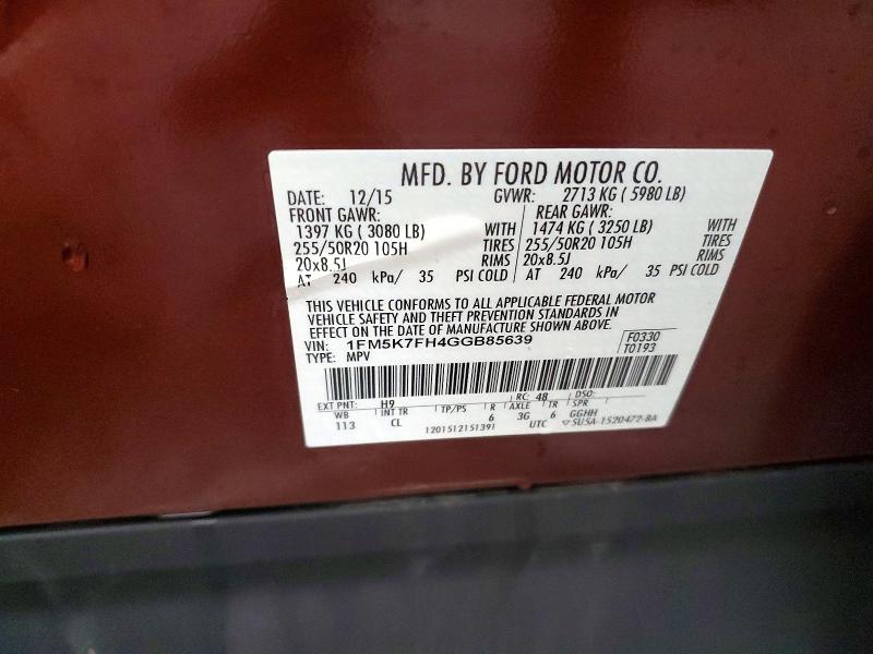 Продажа на аукционе авто 2016 Ford Explorer, vin: 1FM5K7FH4GGB85639, номер лота: 98284285