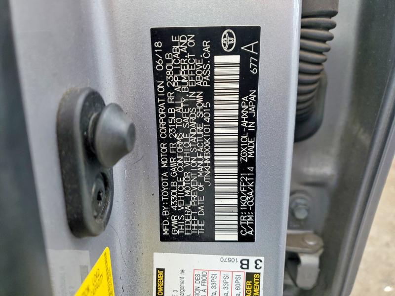 98400535 :رقم المزاد ، JTNKHMBXXK1014015 vin ، 2019 Toyota C-hr مزاد بيع
