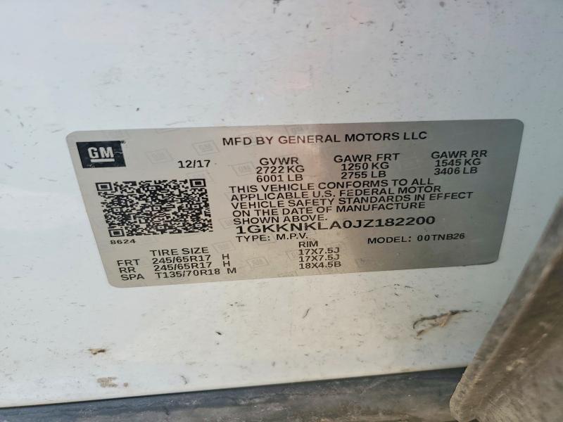 Aukcja sprzedaży 2018 Gmc Acadia Sle, vin: 1GKKNKLA0JZ182200, numer aukcji: 97678705