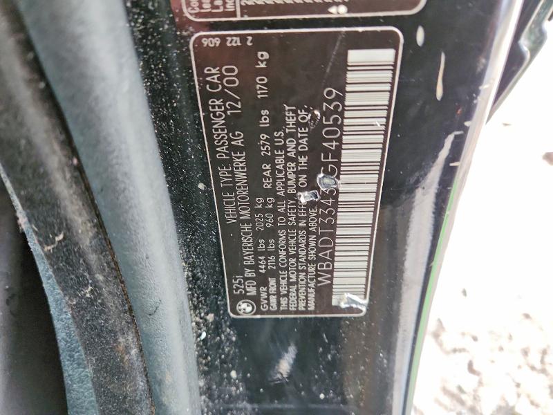 Aukcja sprzedaży 2001 Bmw 525, vin: WBADT33431GF40539, numer aukcji: 99759705