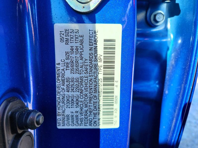 72616865 :رقم المزاد ، 7FARW1H74ME015125 vin ، 2021 Honda Cr-v مزاد بيع
