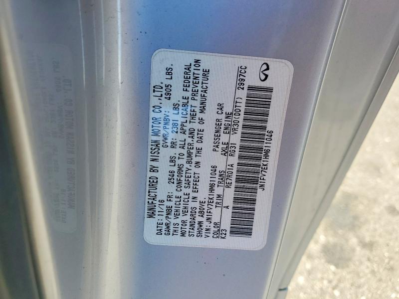 Продажа на аукционе авто 2017 Infiniti Q60, vin: JN1FV7EK1HM611046, номер лота: 74843745