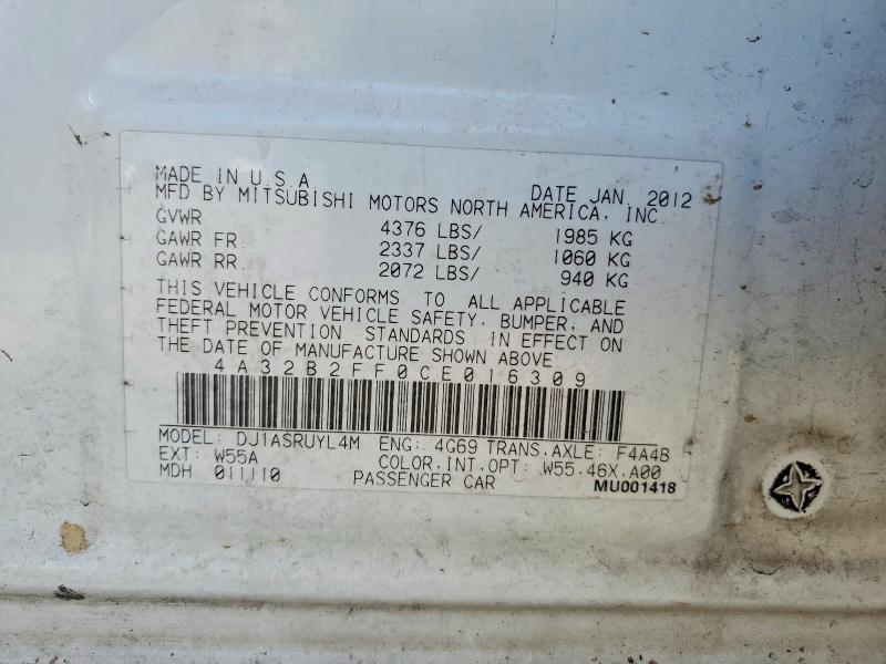 Продаж на аукціоні авто 2012 Mitsubishi Galant, vin: 4A32B2FF0CE016309, номер лоту: 75507165