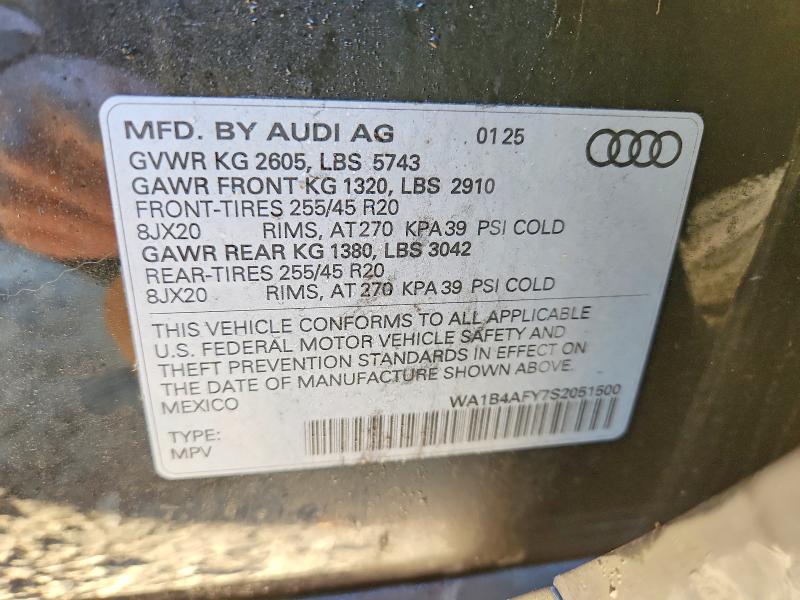 72817525 :رقم المزاد ، WA1B4AFY7S2051500 vin ، 2025 Audi Sq5 مزاد بيع